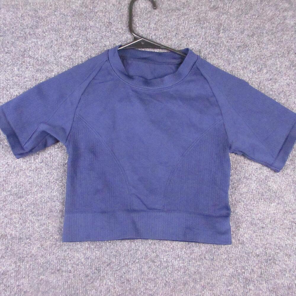 Alala Shirt Womens Small Blue Cropped Raglan Short Sleeve Athletic Tee Top